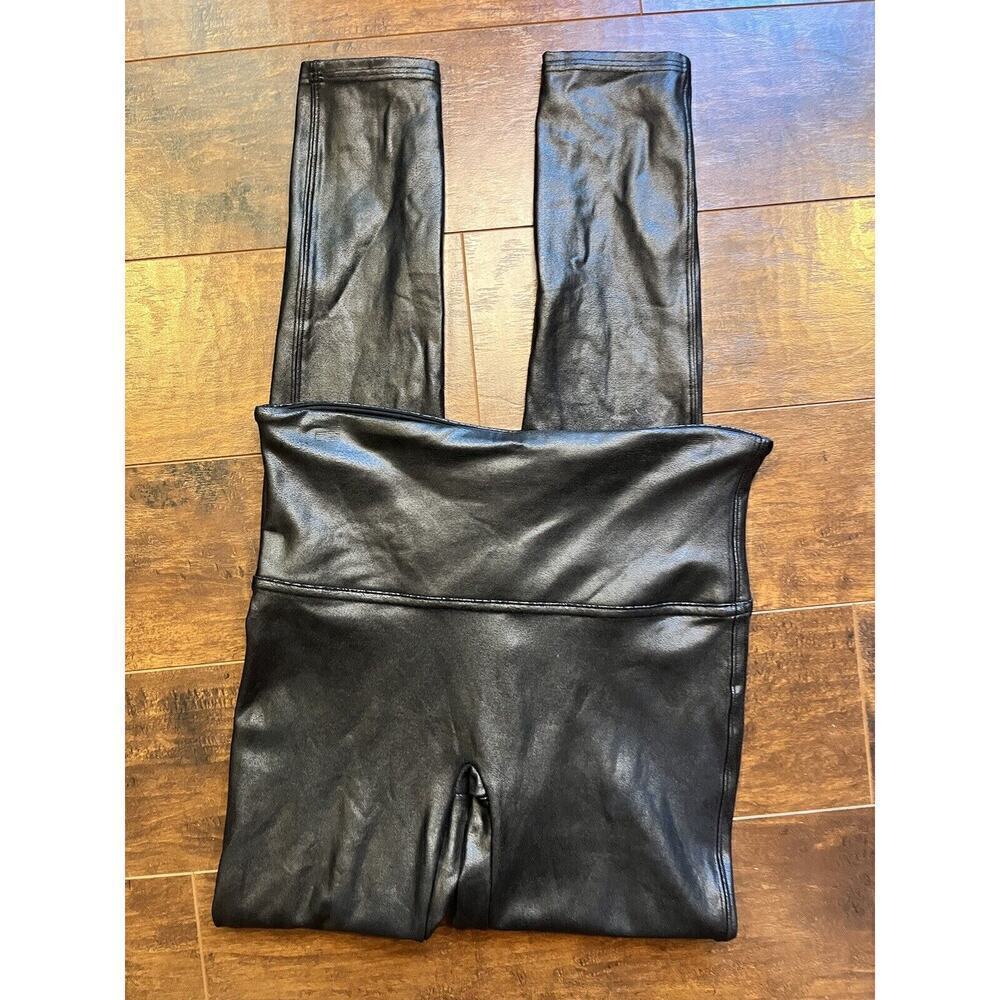 Spanx Black Fuax Leather Womens Pull On Casual Legging Size M